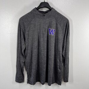 Captivating Washington Huskies Quarter‎ Zip Pullover Gray 2XL Men's Athletic